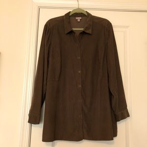 Jjill EUC Pinwhale Corduroy Button Down Tunic SzXL
